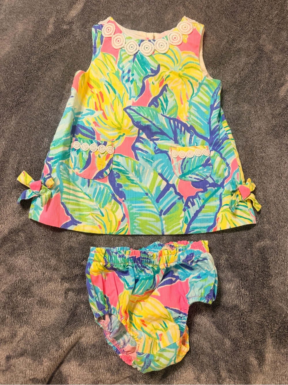 Lilly Pulitzer Multicolor Tropical Baby Dress Set - Pink, Yellow, Blue